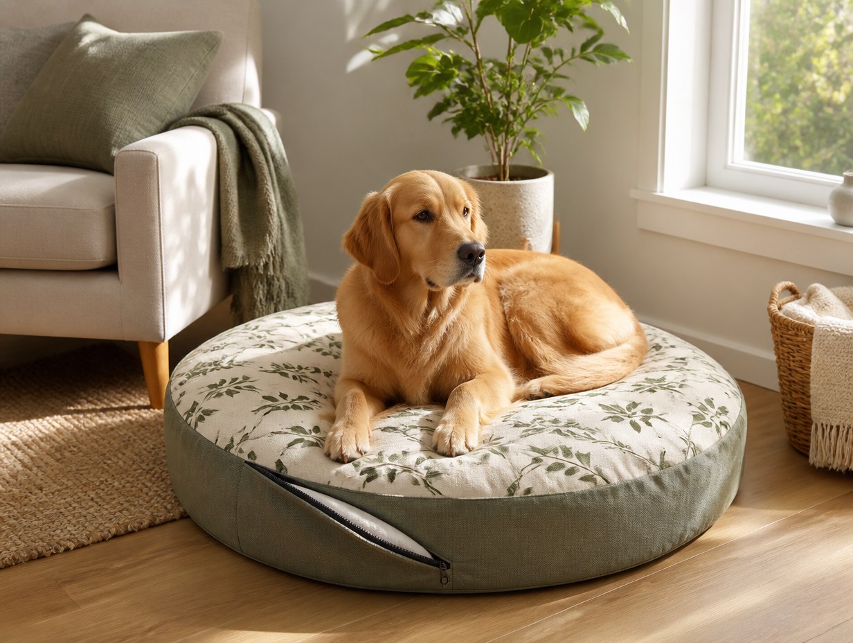 AI-generated pet bed cover mockup sample