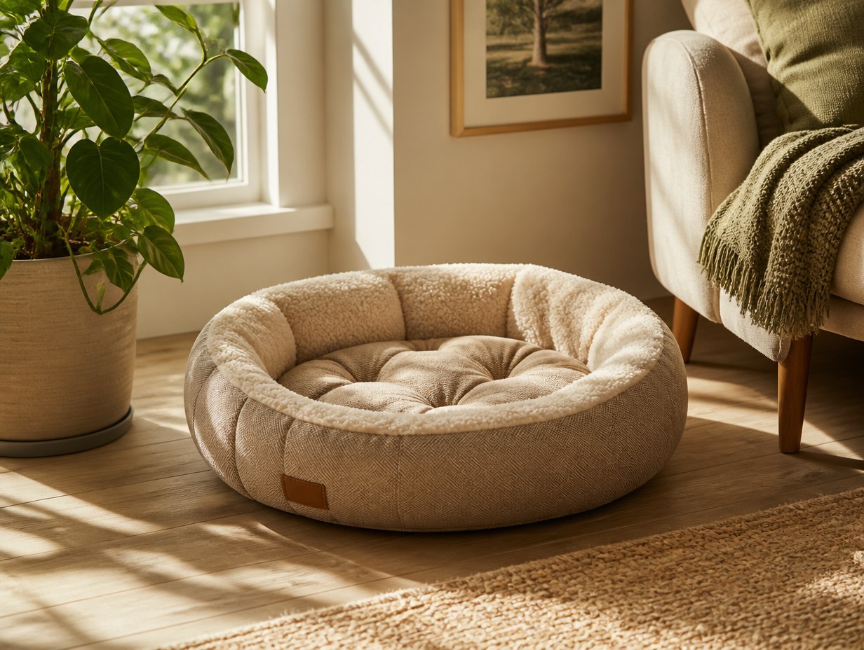 AI-generated pet bed mockup sample
