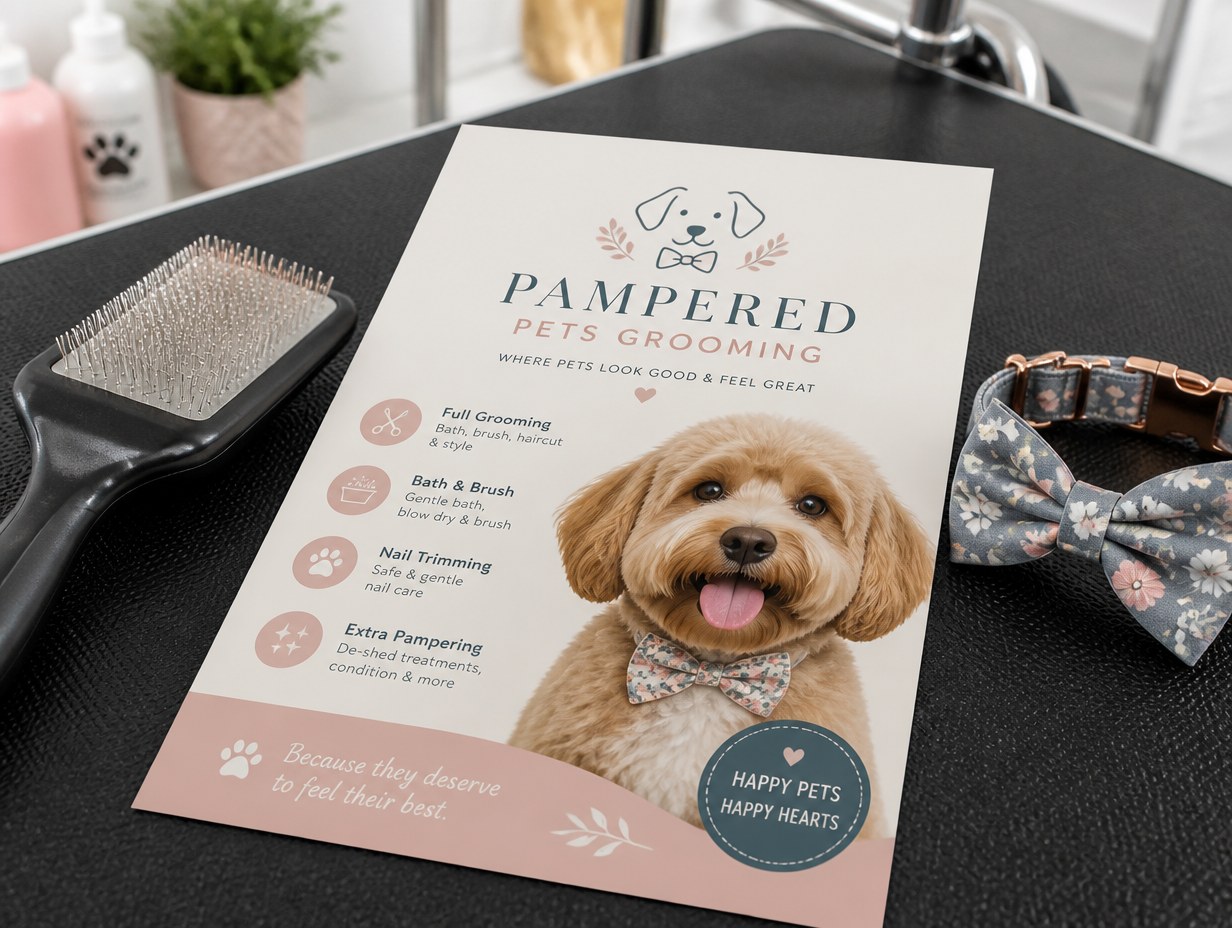 Pet Grooming Flyer mockup example