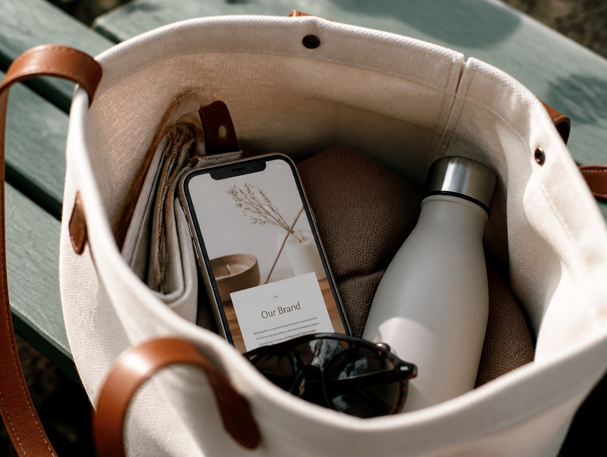 Phone in Bag mockup example