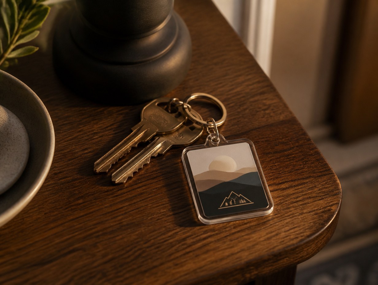 AI-generated photo keychain mockup sample