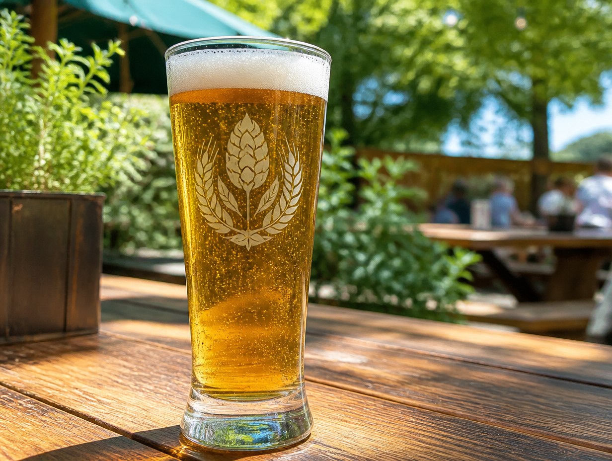 AI-generated pilsner glass mockup sample