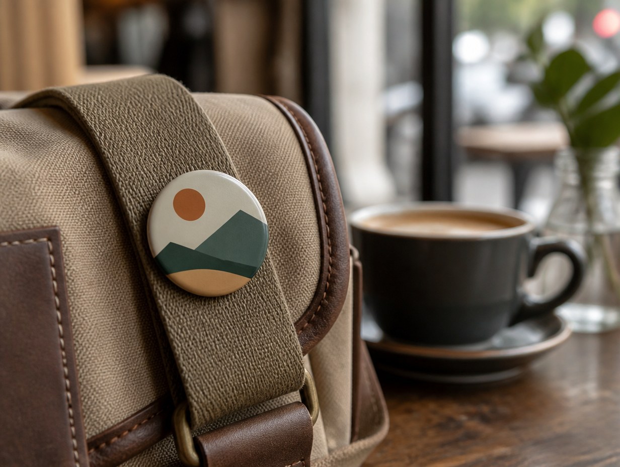 AI-generated pinback button mockup sample
