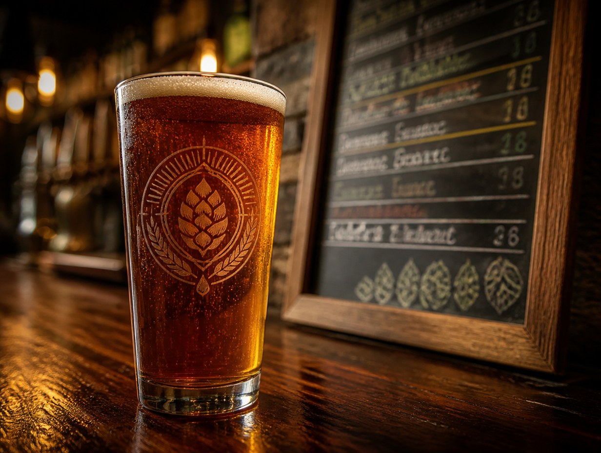 AI-generated pint glass mockup sample