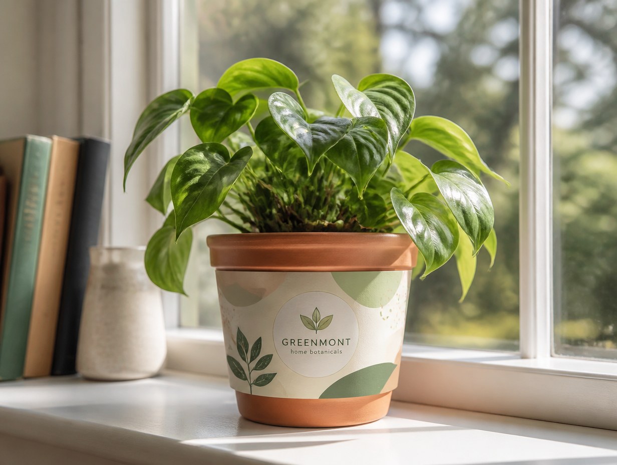 AI-generated plant pot label mockup sample
