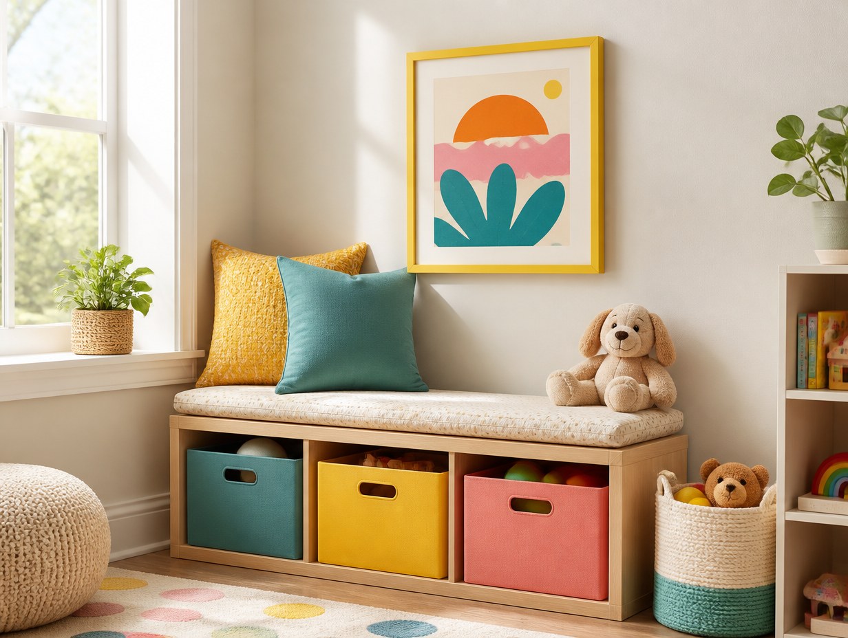 AI-generated playroom wall art mockup sample