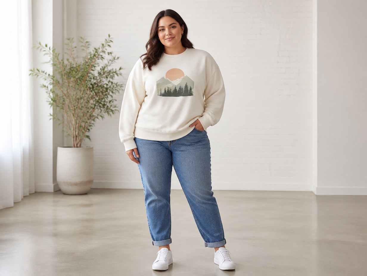 AI-generated plus size sweatshirt mockup sample