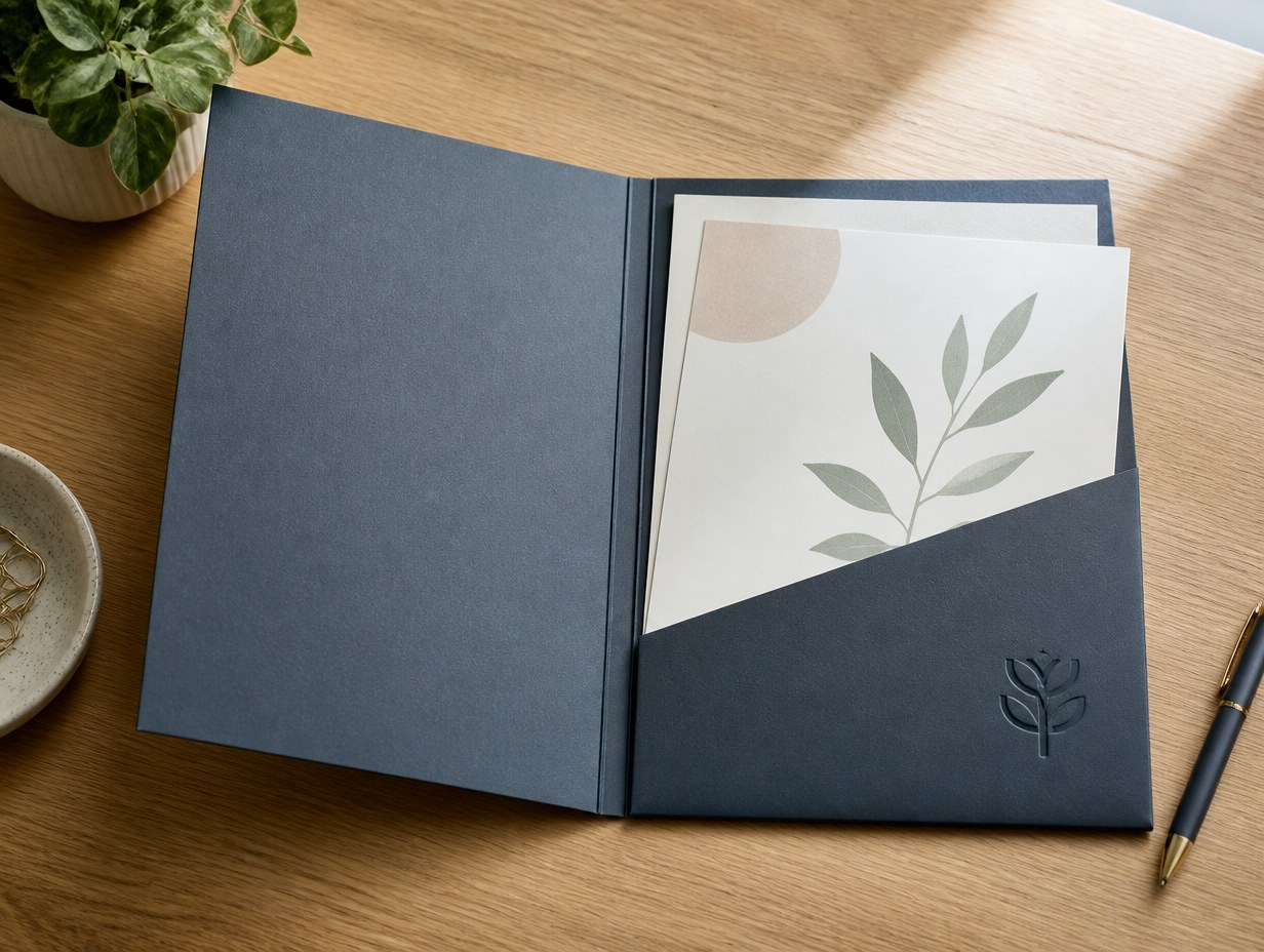 AI-generated pocket folder mockup sample