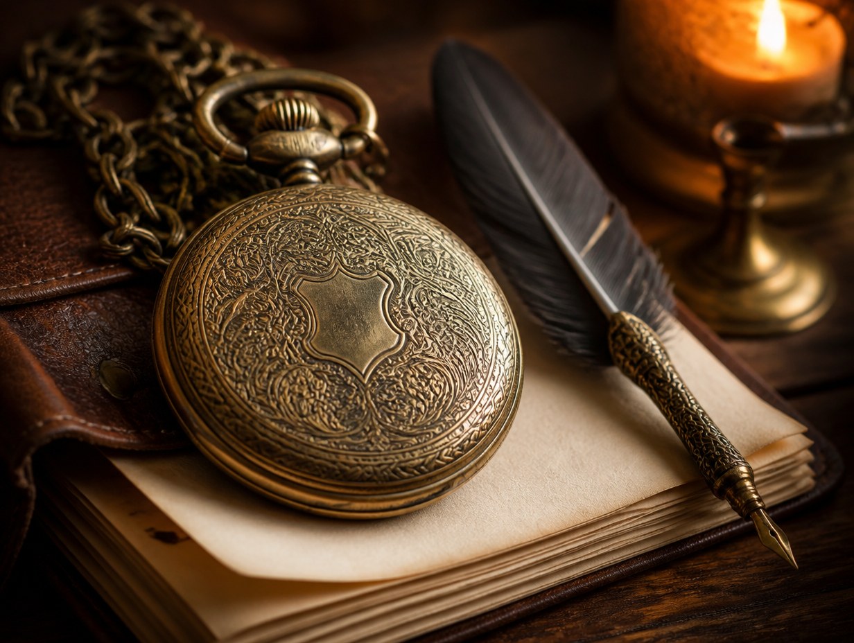 AI-generated pocket watch mockup sample