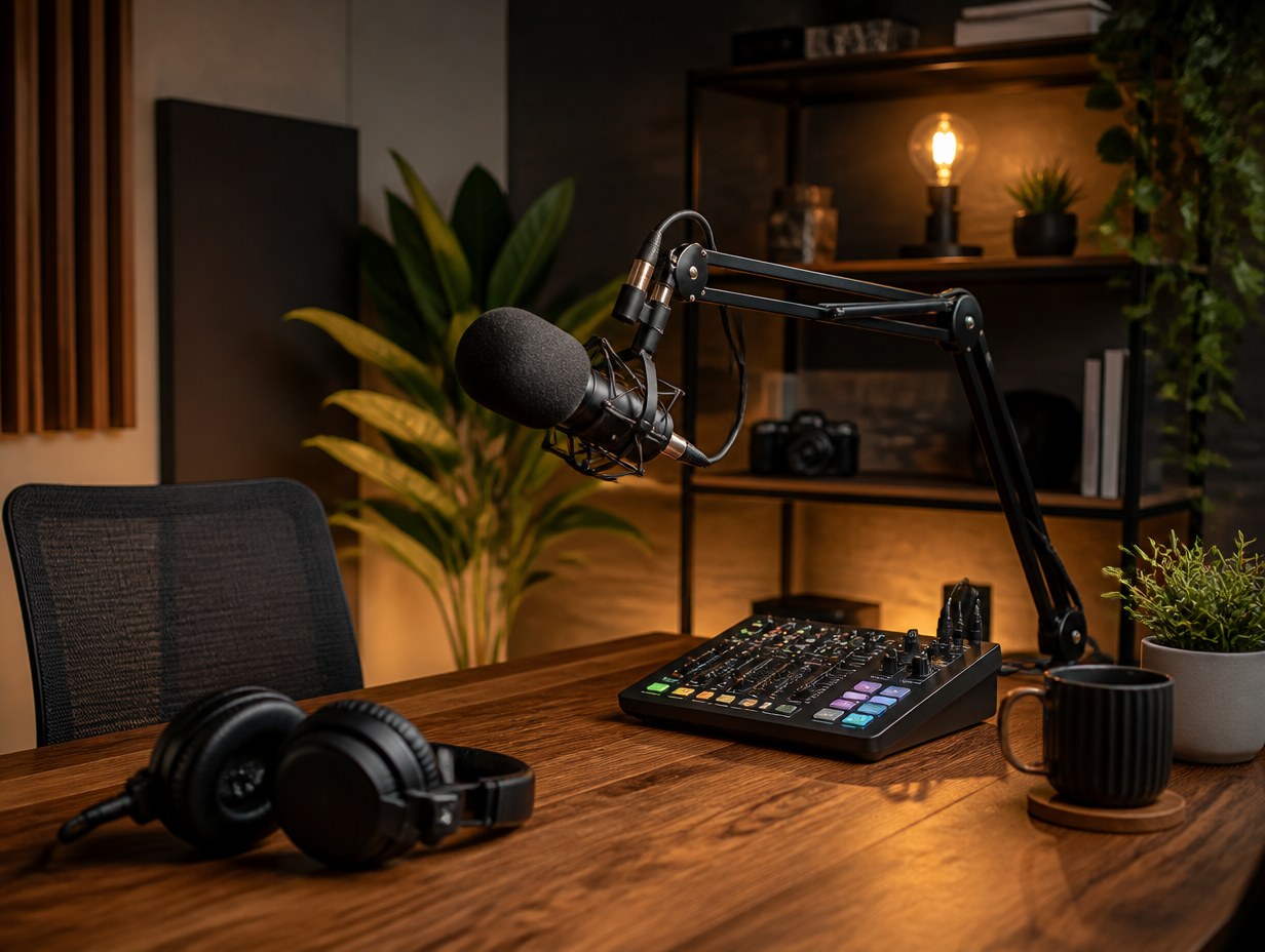 AI-generated podcast setup mockup sample