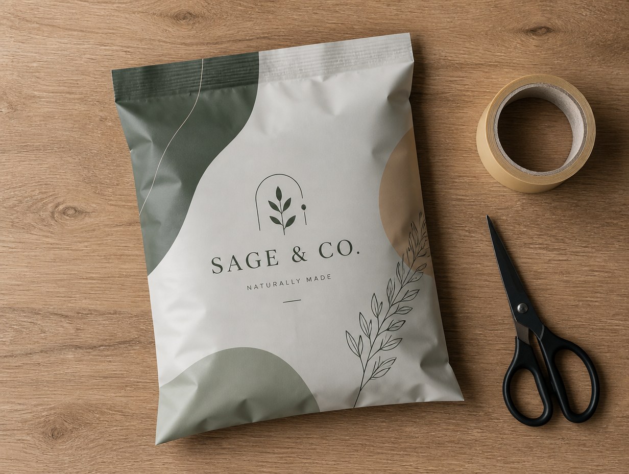 AI-generated poly mailer mockup sample