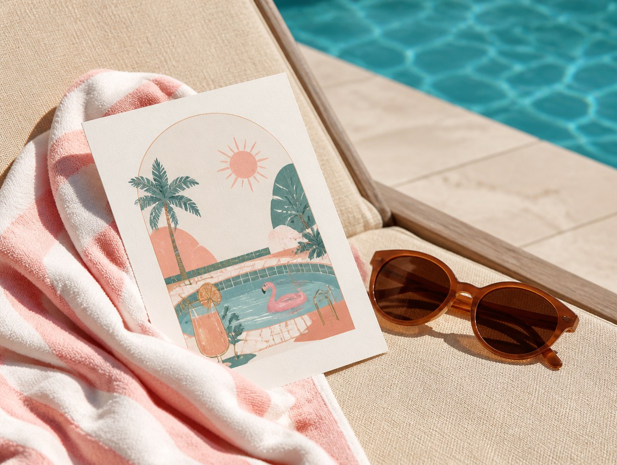 AI-generated pool party invitation mockup sample