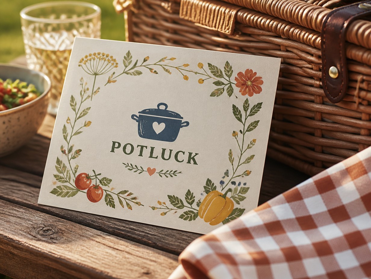 AI-generated potluck invitation mockup sample