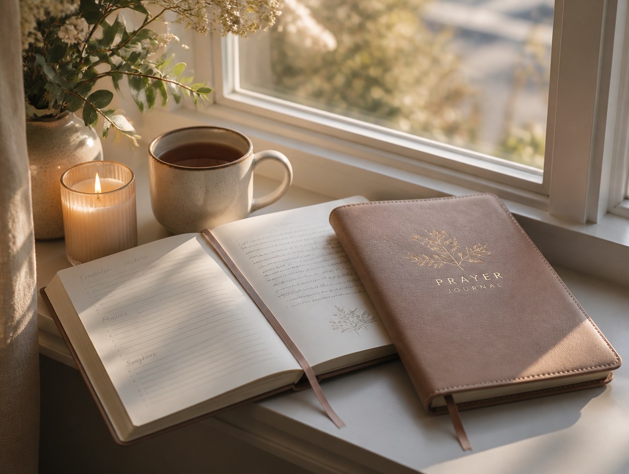 AI-generated prayer journal mockup sample