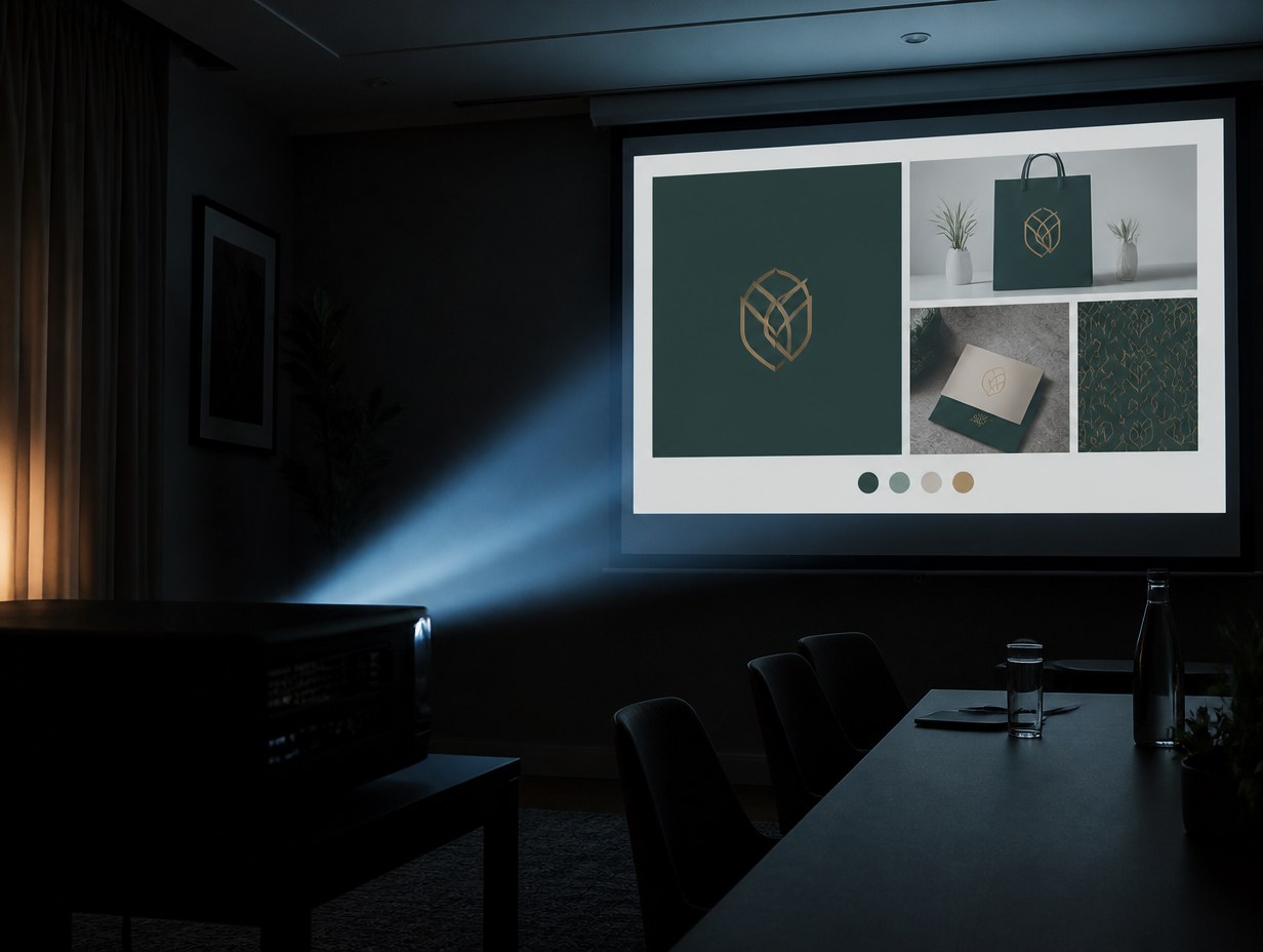Presentation on Projector Screen mockup example