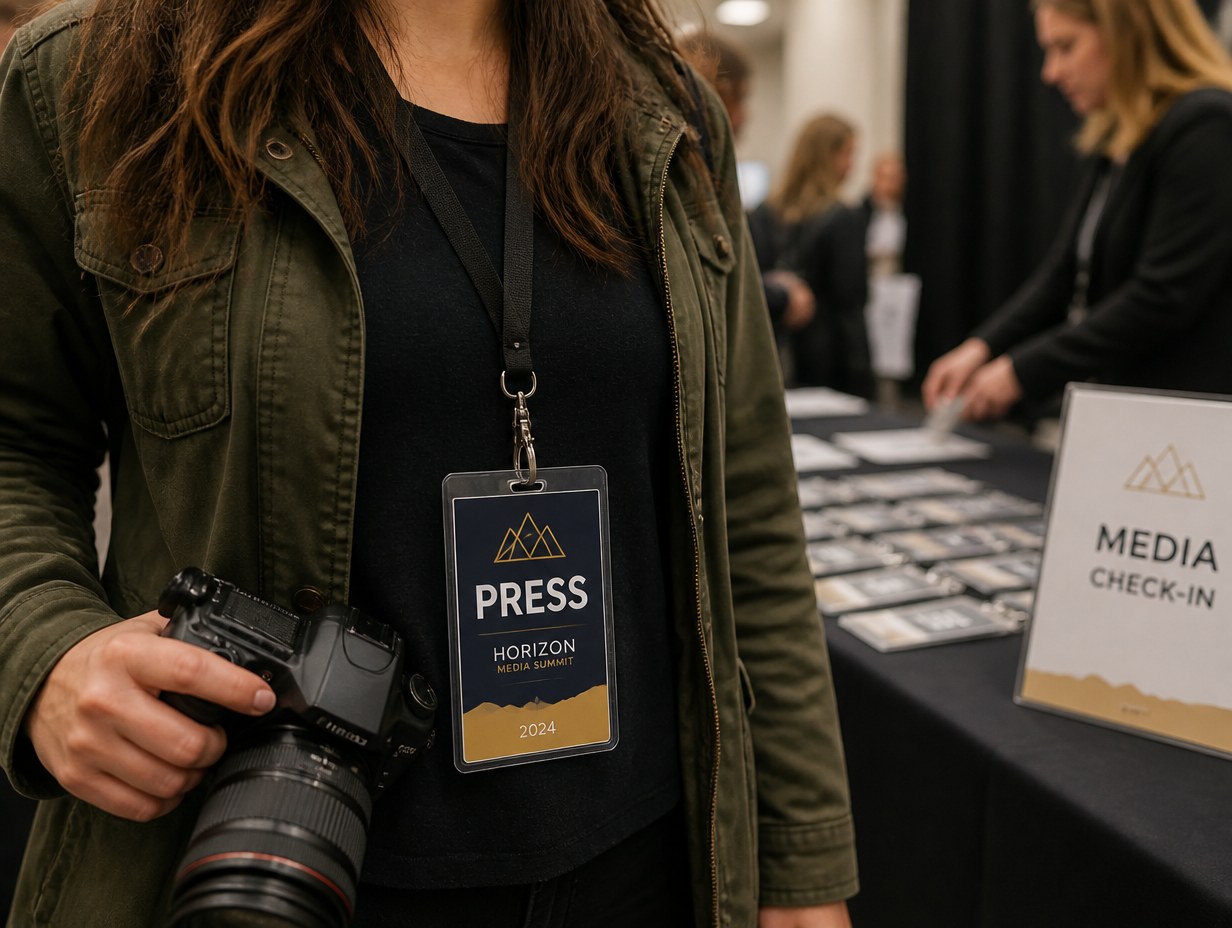 AI-generated press pass mockup sample