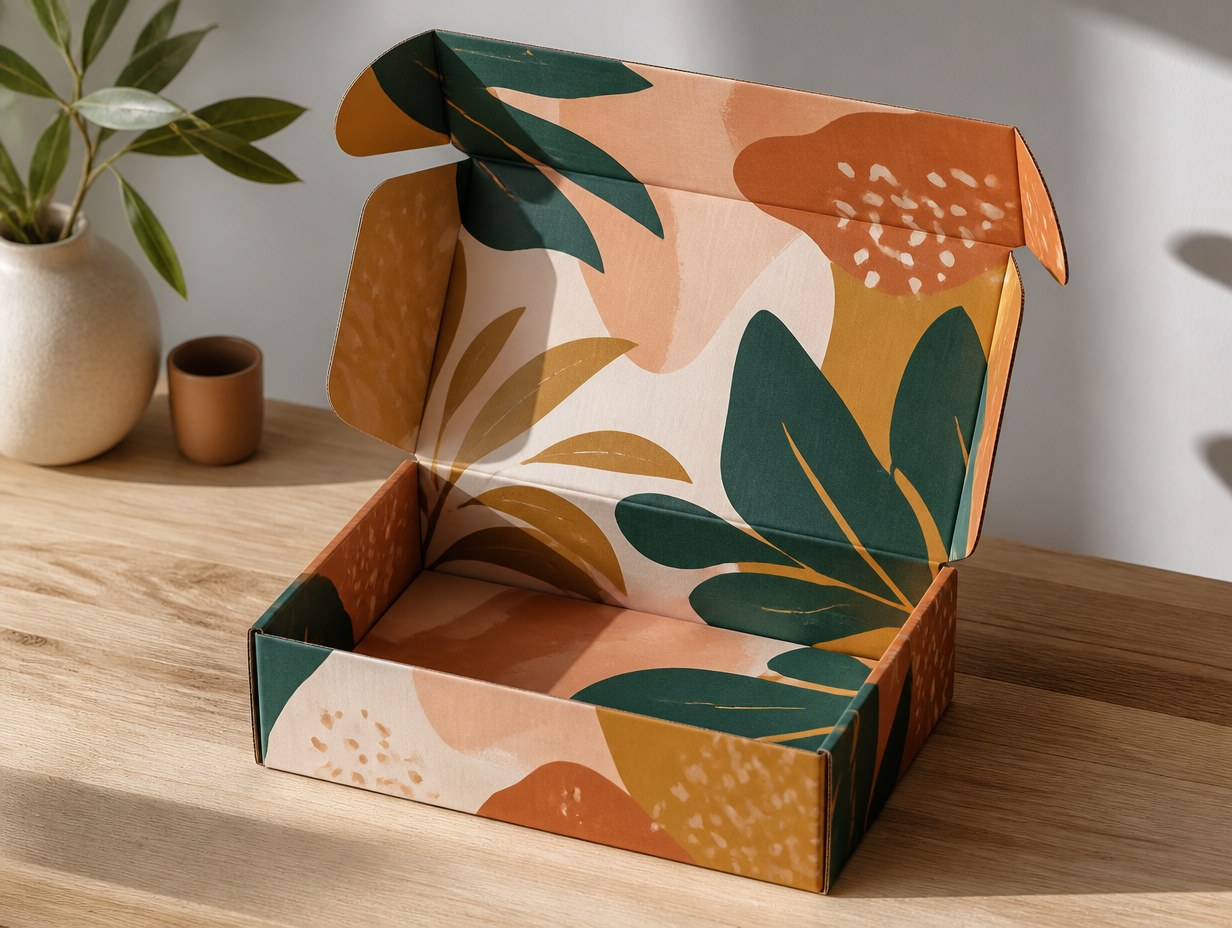 AI-generated printed mailer box mockup sample