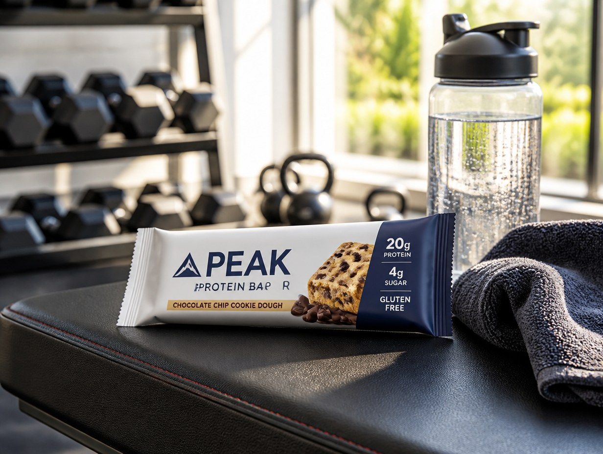 AI-generated protein bar wrapper mockup sample