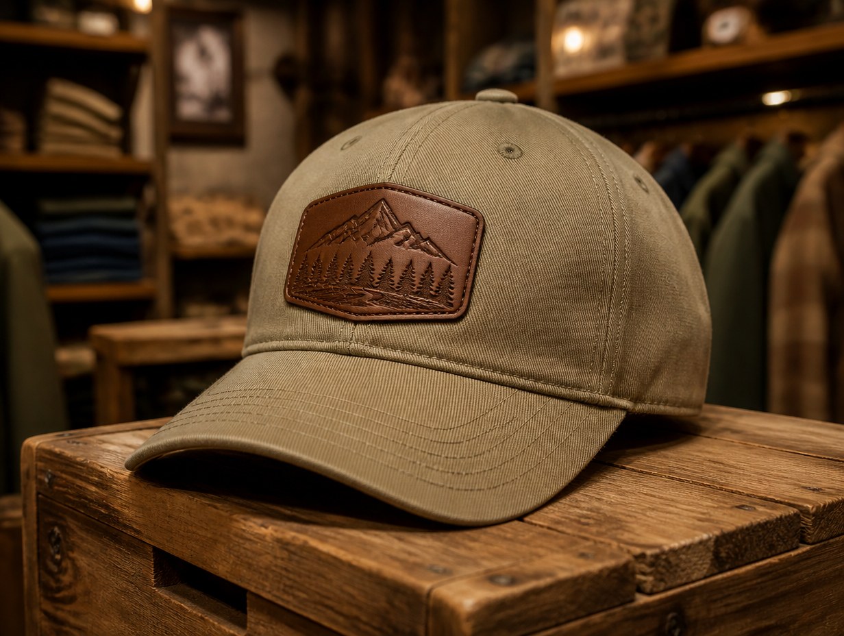 PU Leather Patch Cap mockup example