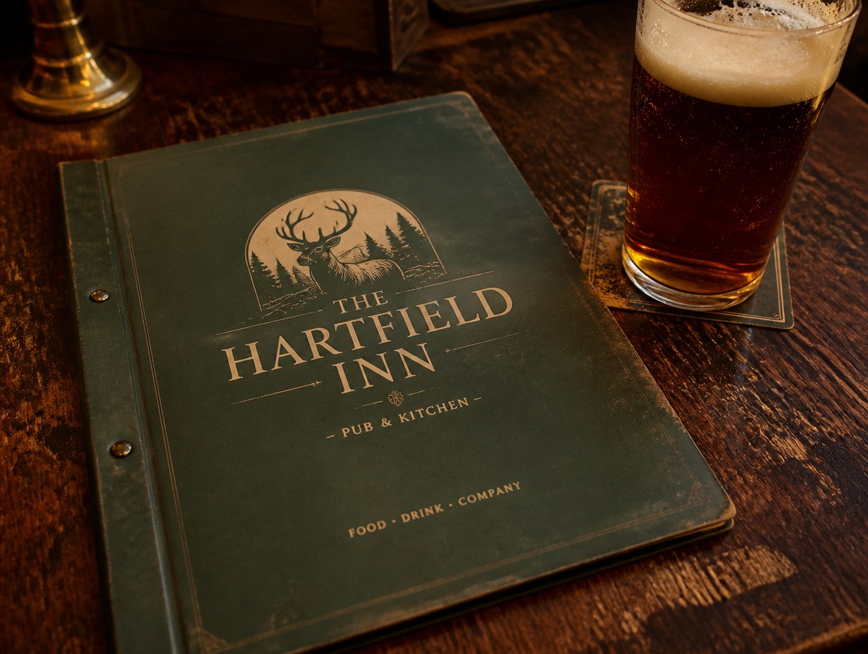 AI-generated pub menu mockup sample