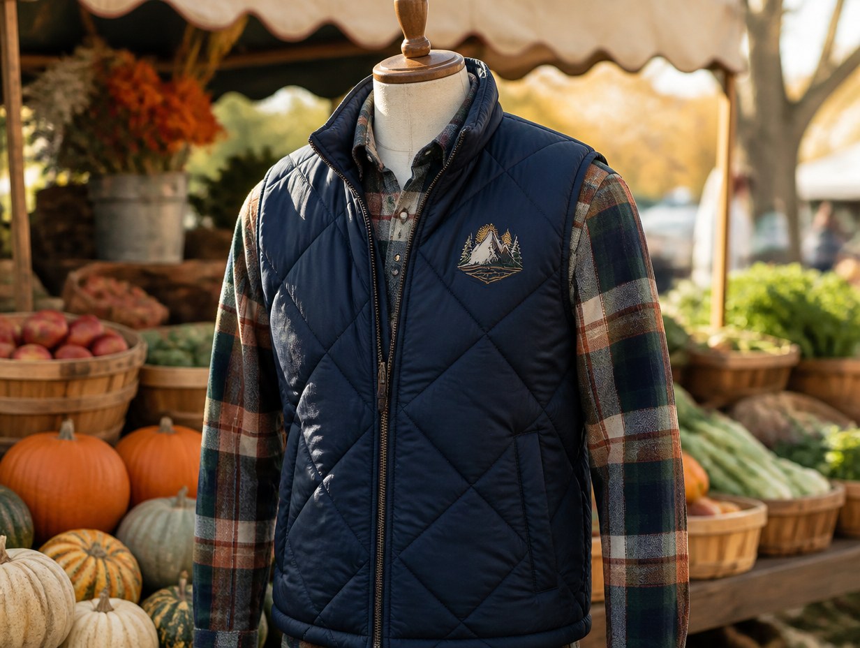 AI-generated puffer vest mockup sample