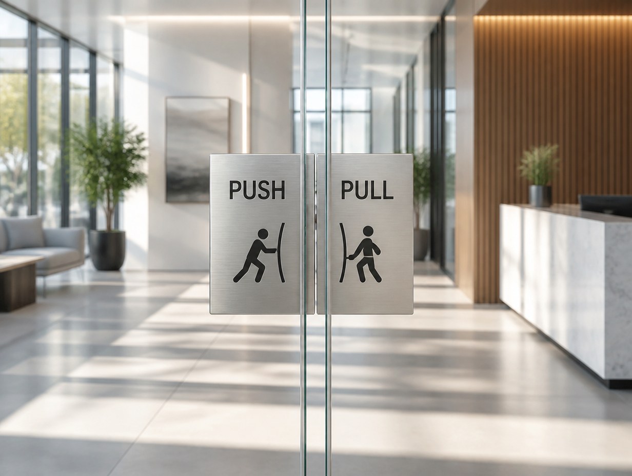 AI-generated push/pull door sign mockup sample