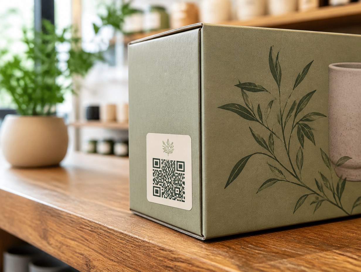 AI-generated qr code label mockup sample