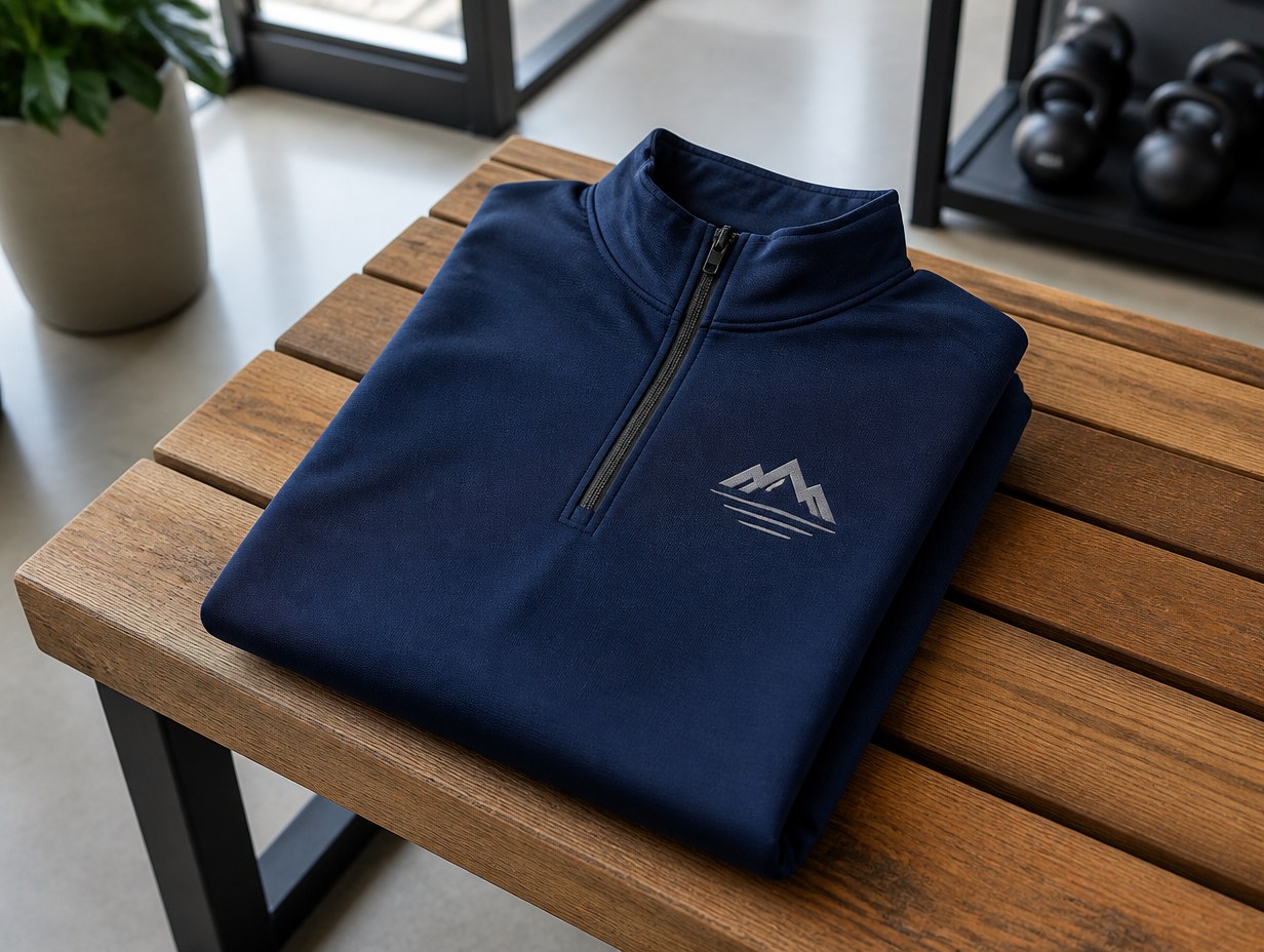 AI-generated quarter-zip pullover mockup sample