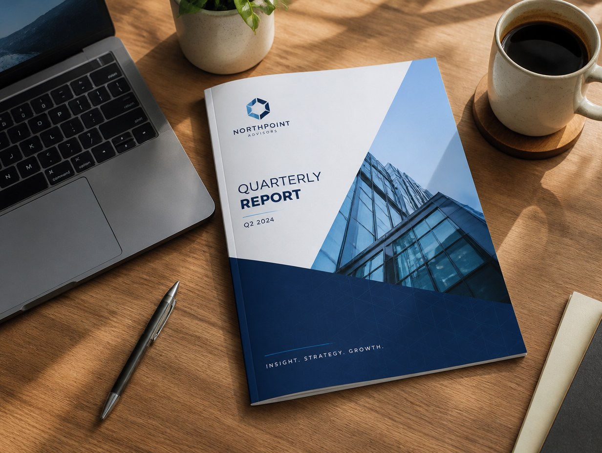 AI-generated quarterly report mockup sample