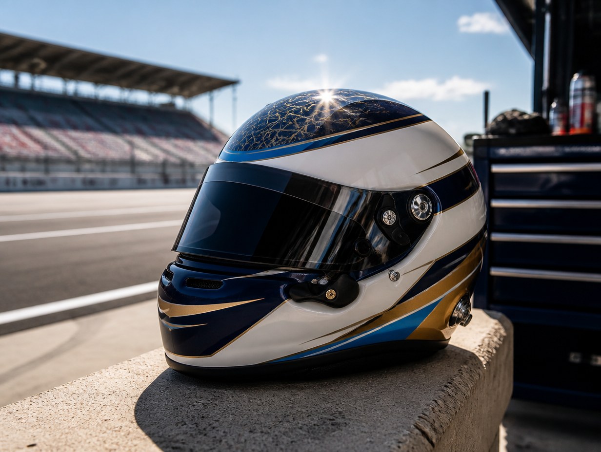 AI-generated racing helmet mockup sample