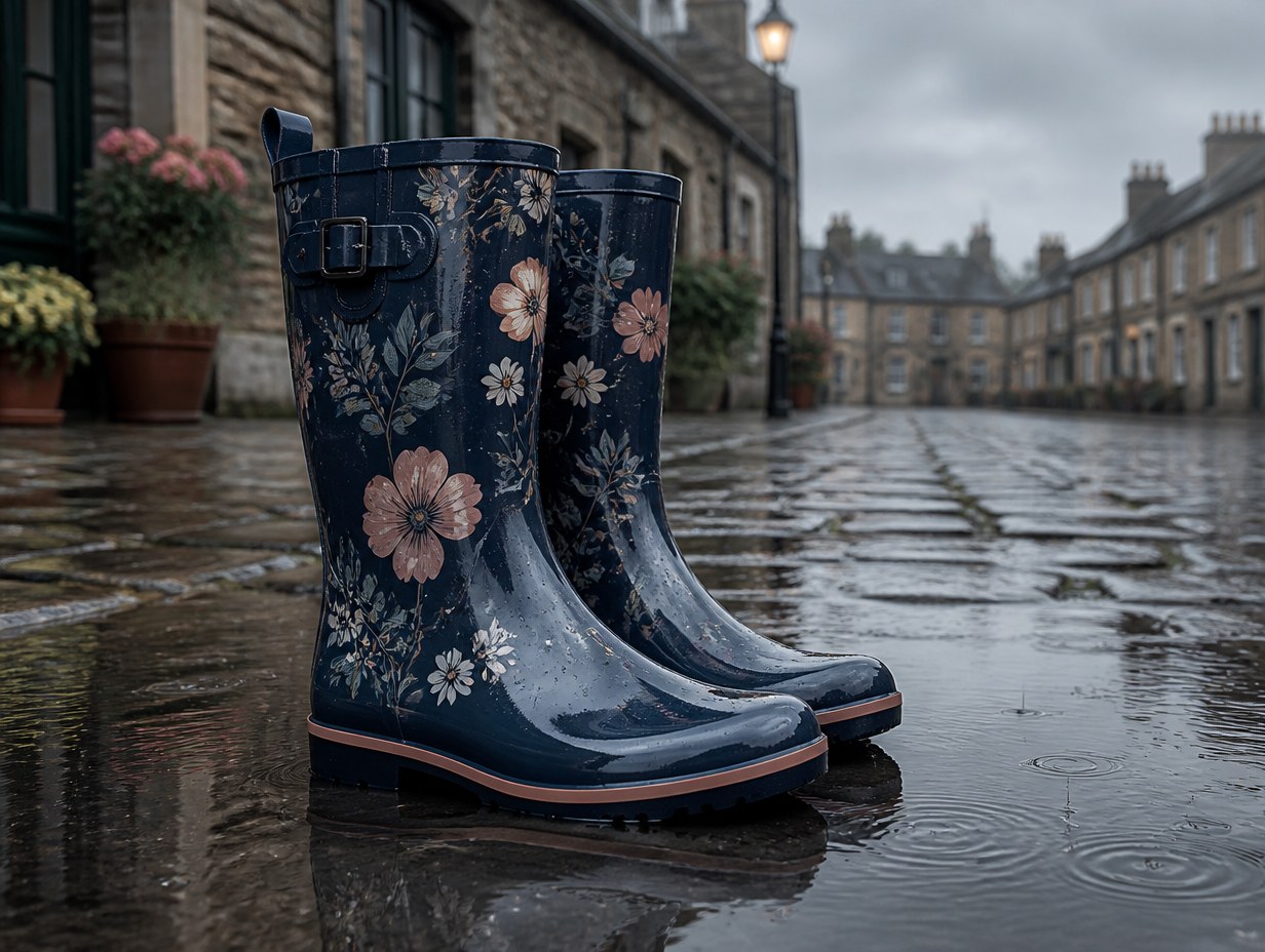 AI-generated rain boots mockup sample