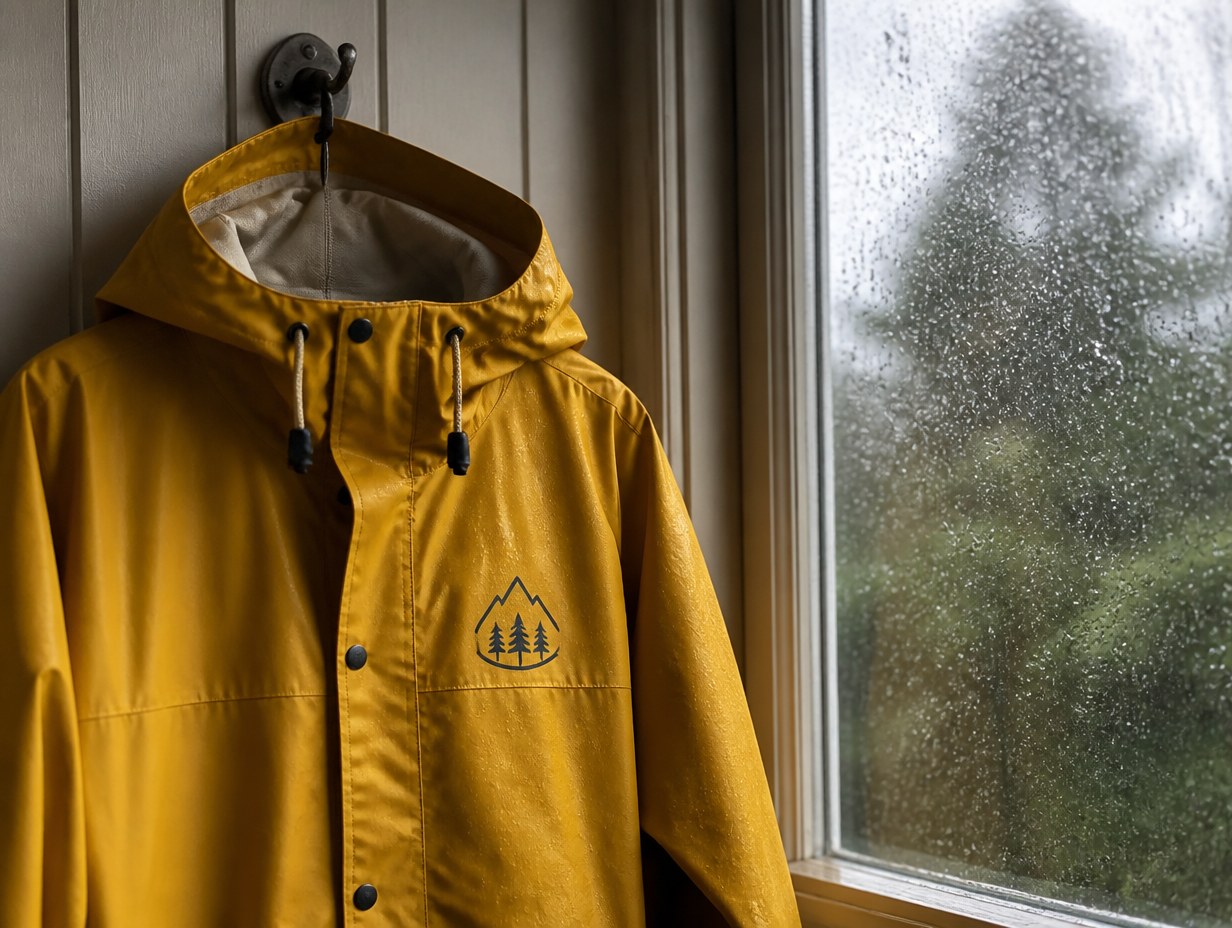 AI-generated rain jacket mockup sample