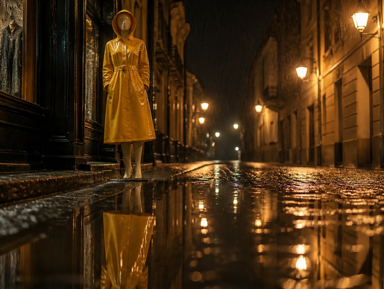 AI-generated raincoat mockup sample