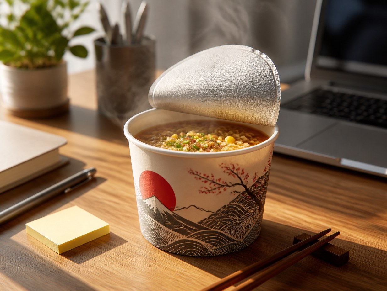 AI-generated ramen cup mockup sample