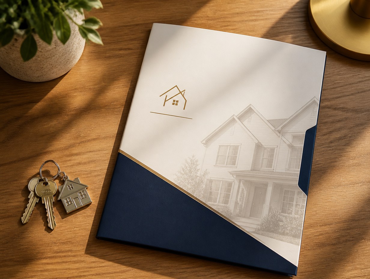 AI-generated real estate folder mockup sample