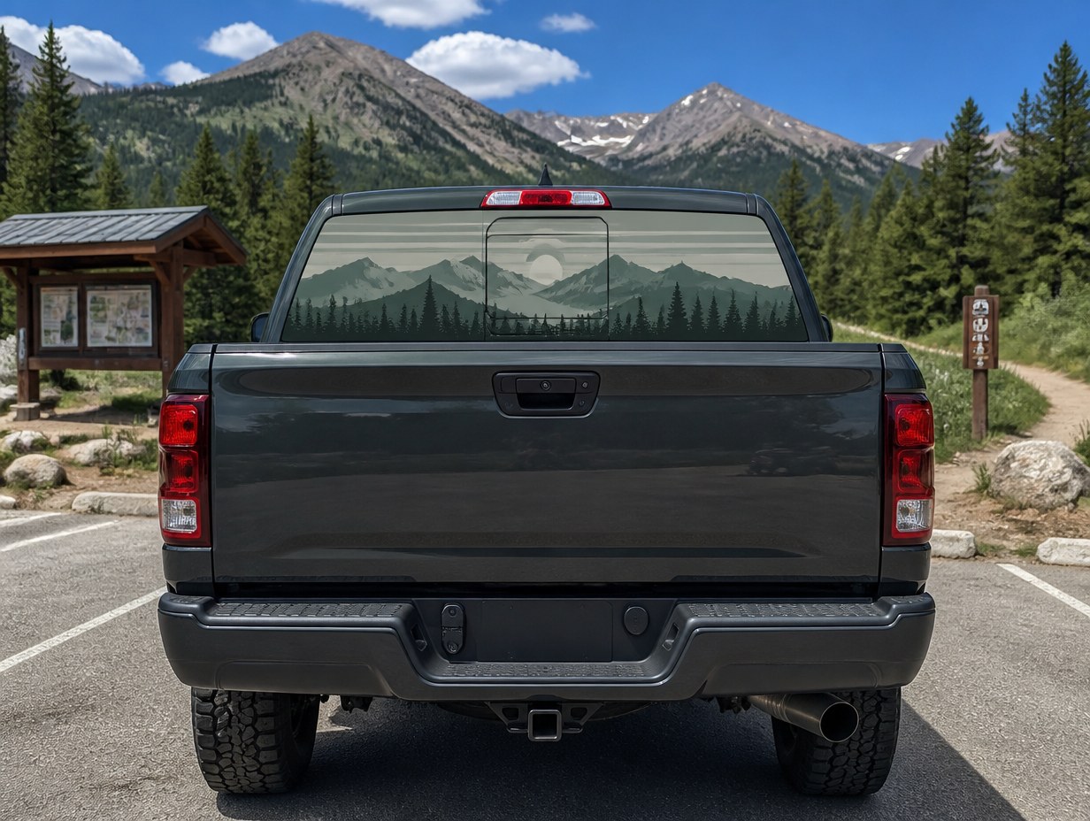 AI-generated rear window decal mockup sample