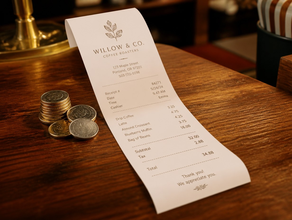 AI-generated receipt mockup sample