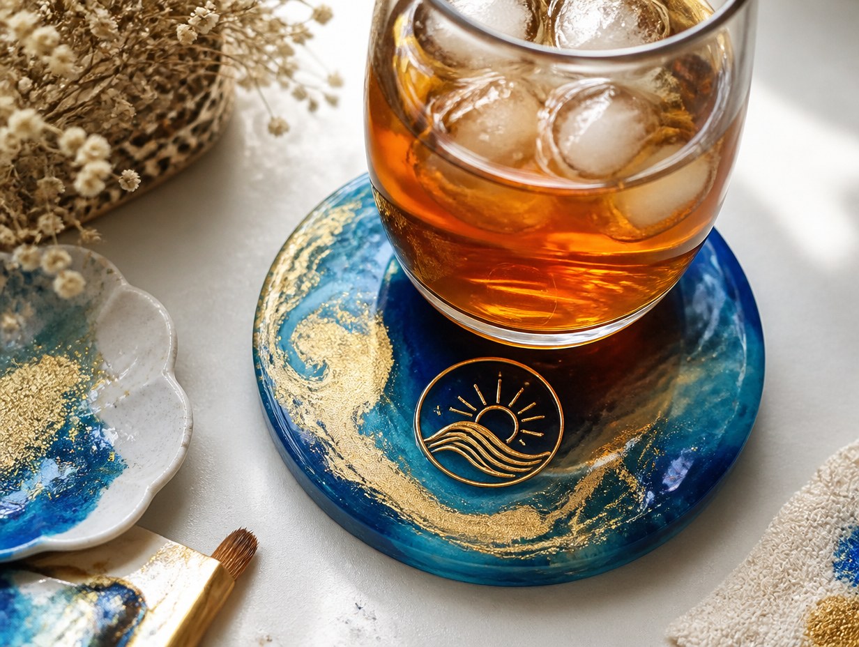 AI-generated resin coaster mockup sample