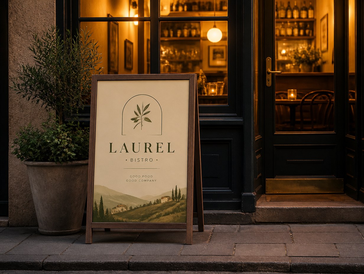 Restaurant A-Frame Sign mockup example