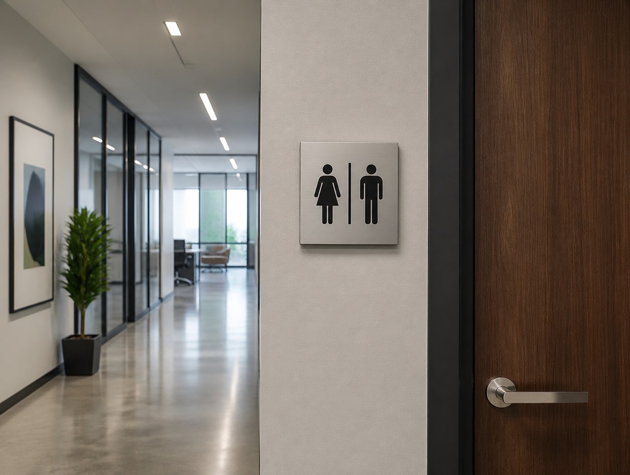 AI-generated restroom sign mockup sample