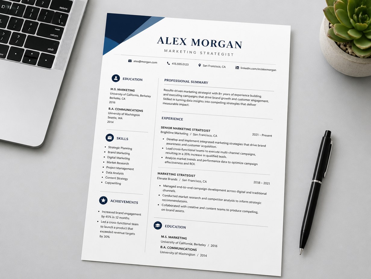 AI-generated resume mockup sample