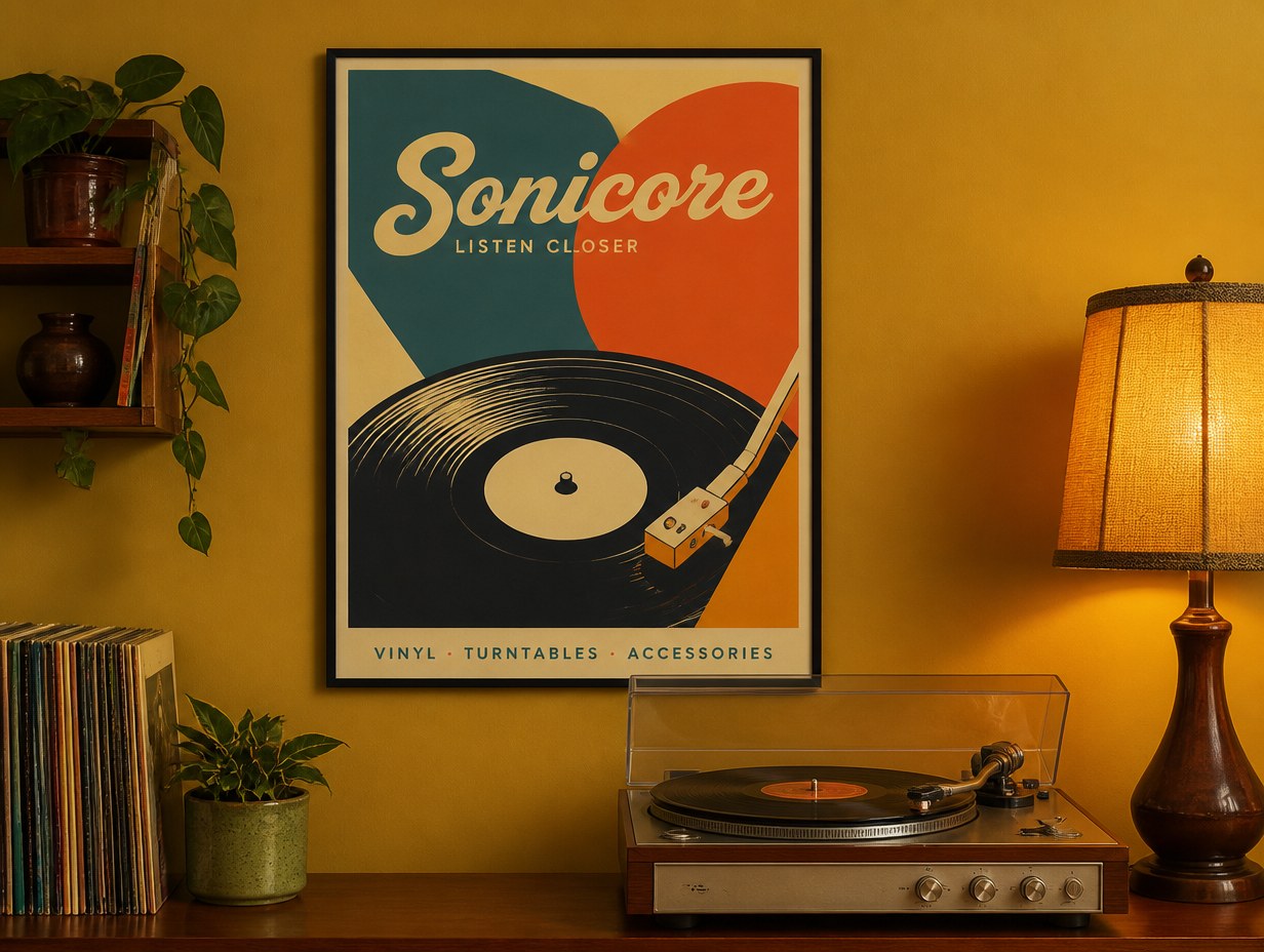 AI-generated retro poster mockup sample