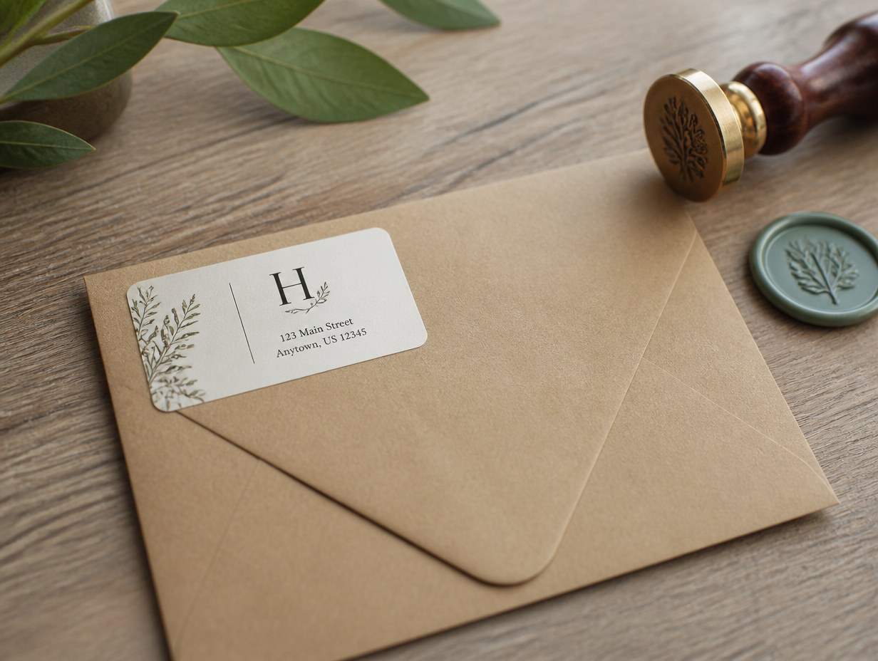 AI-generated return address label mockup sample