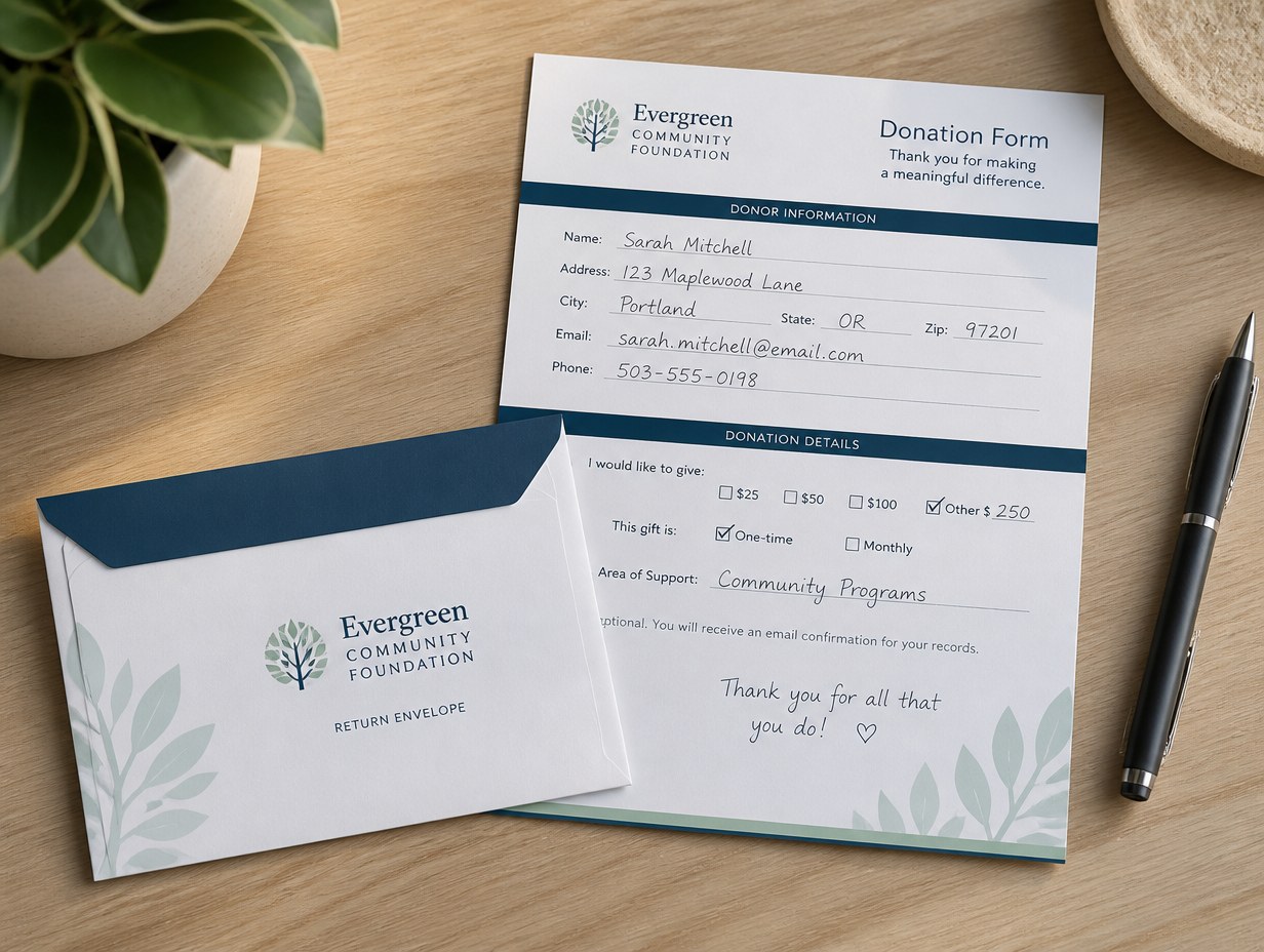 AI-generated return envelope mockup sample