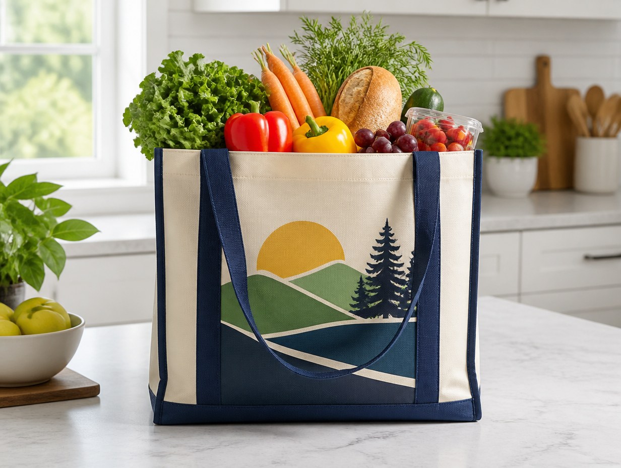 AI-generated reusable shopping bag mockup sample