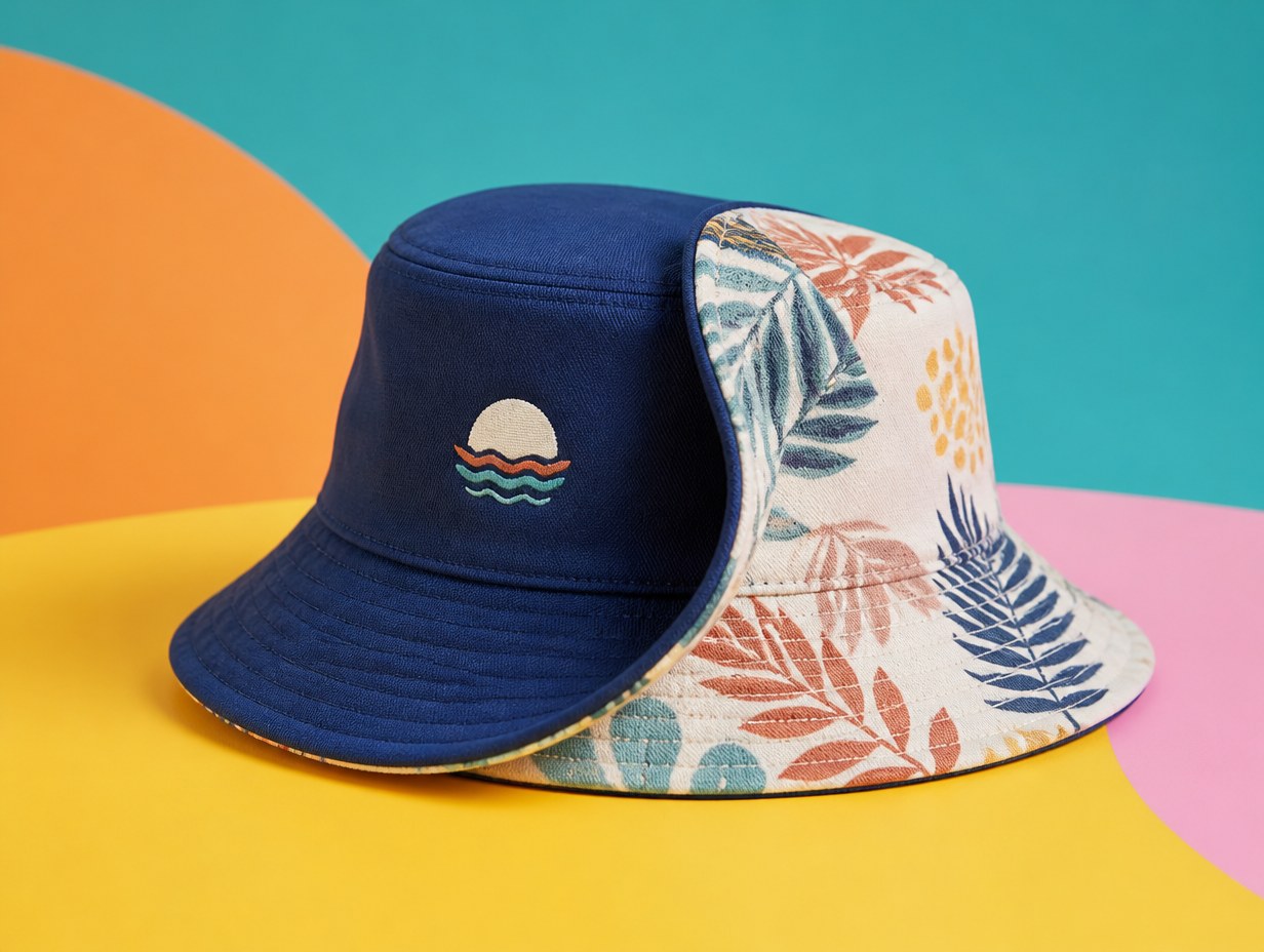AI-generated reversible bucket hat mockup sample