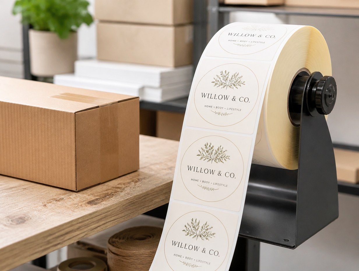 AI-generated roll label mockup sample