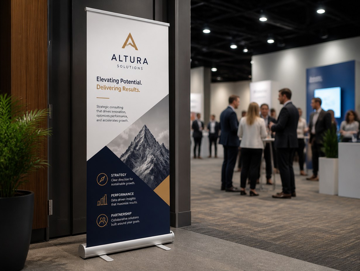 AI-generated roll-up banner mockup sample
