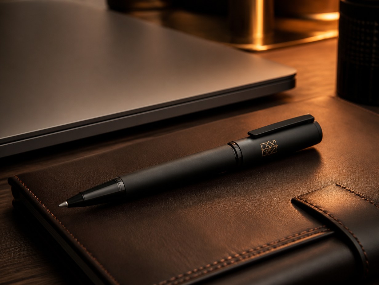 AI-generated rollerball pen mockup sample