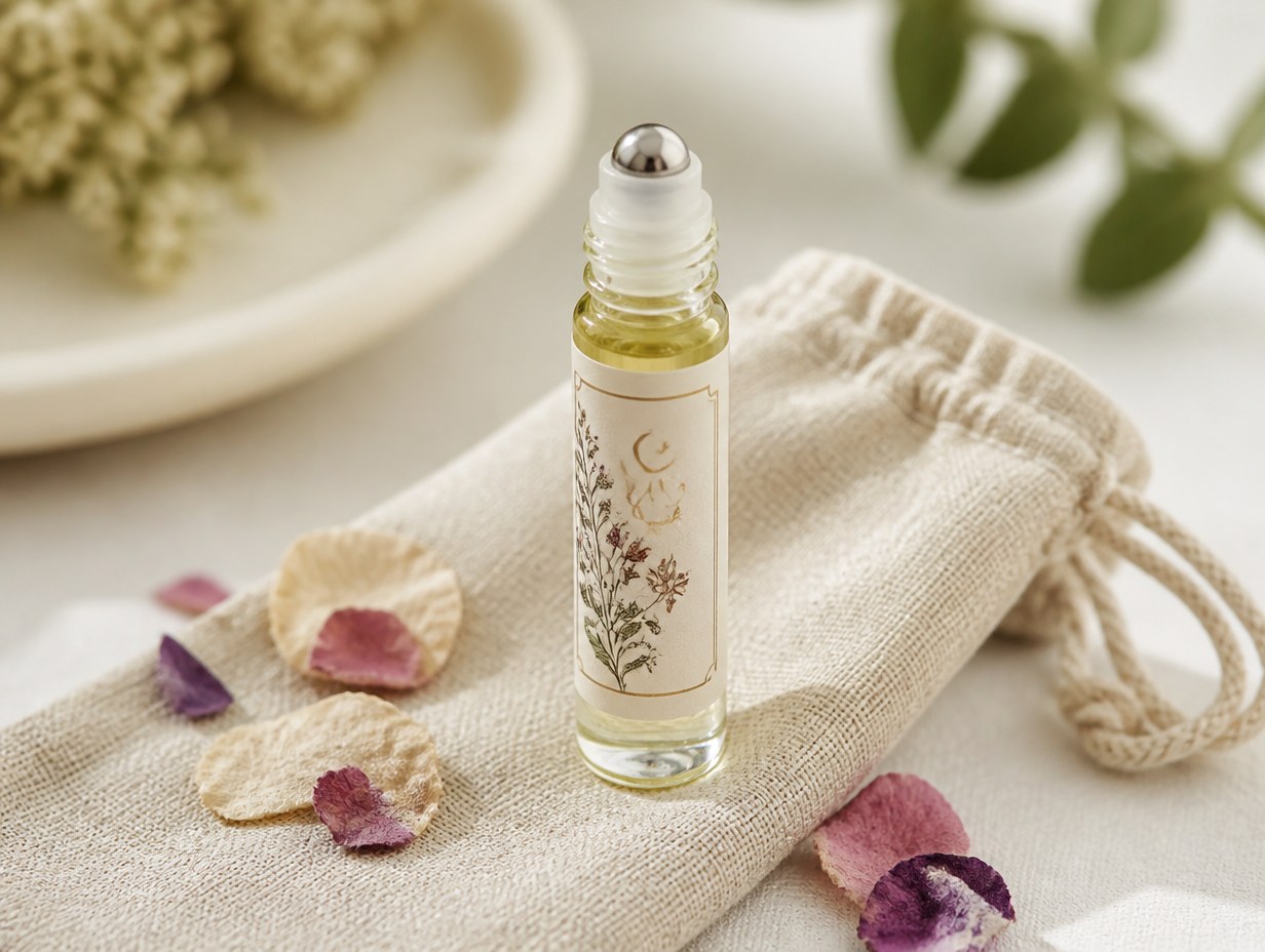 AI-generated rollerball perfume mockup sample